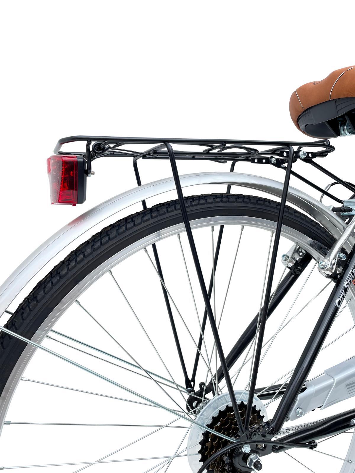 Bicicletta Donna Passeggio Misura 28 Bici Da Città Con Cambio E Cestino Nera 5/6
