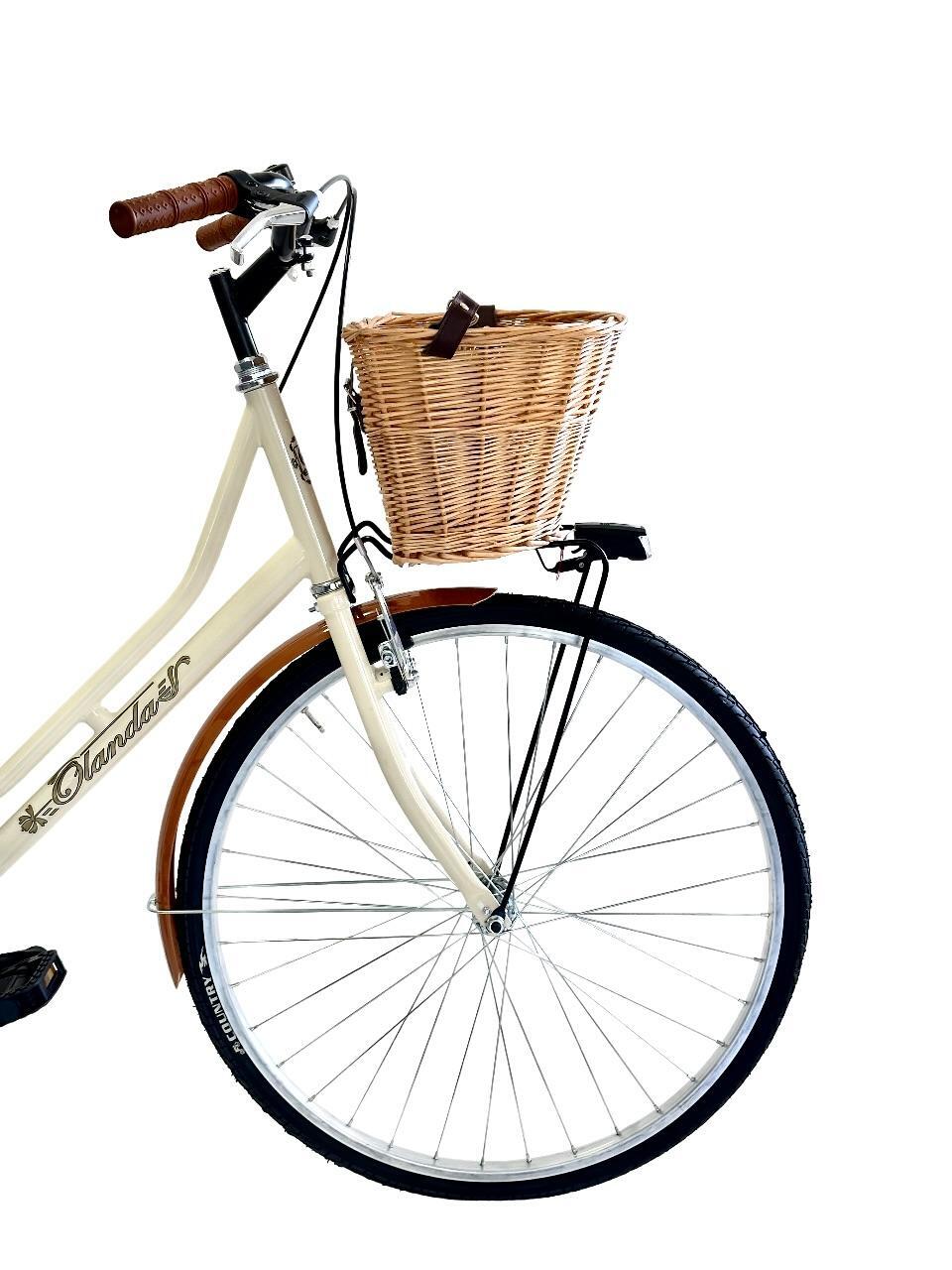 Bicicletta Donna Da Passeggio 26 Bici Città Vintage Con Cestino In Vimini Beige 3/3