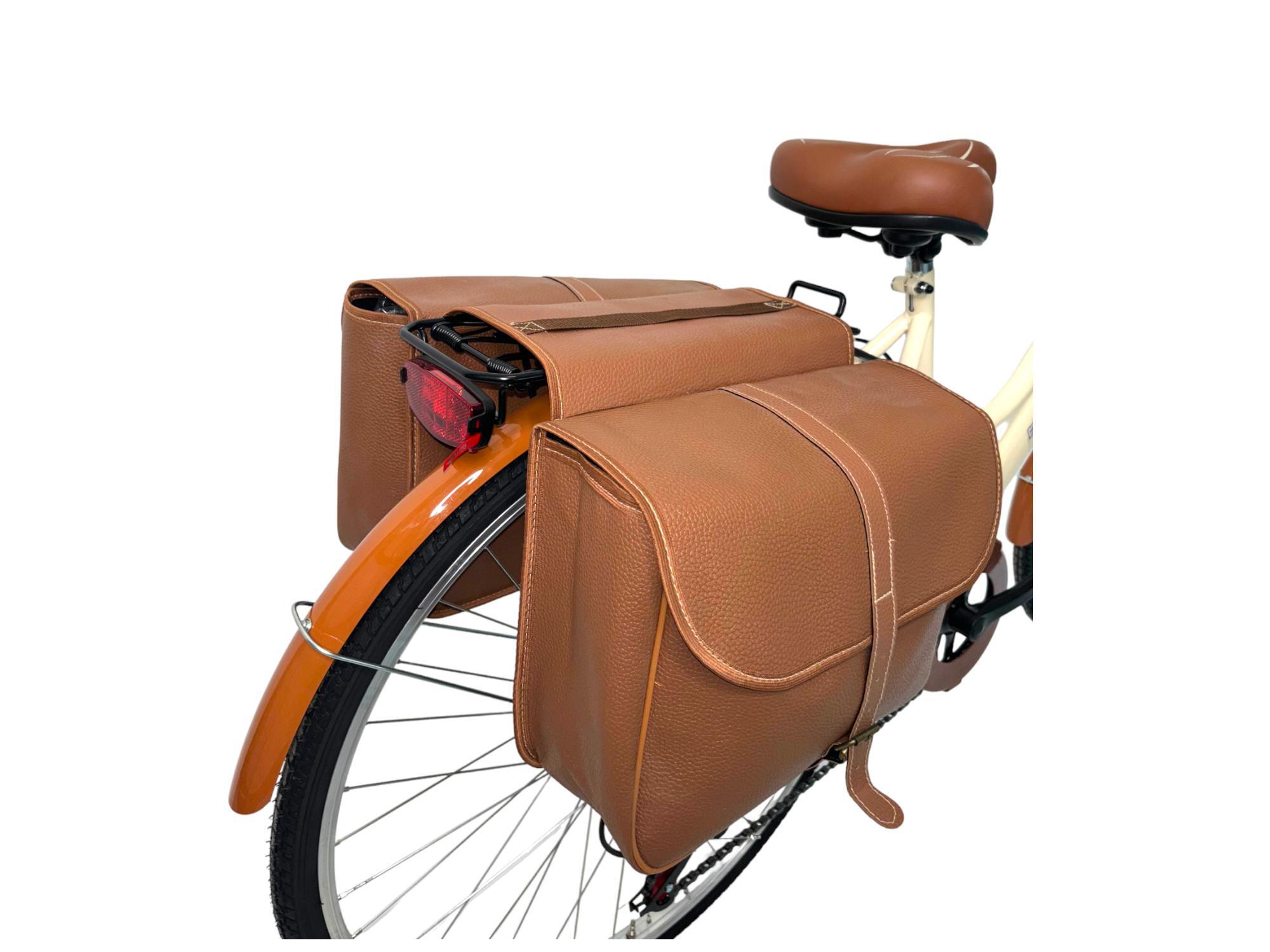 Bicicletta Donna Passeggio Misura 28 Beige Con Cambio, Borse E Cestino In Vimini 5/7