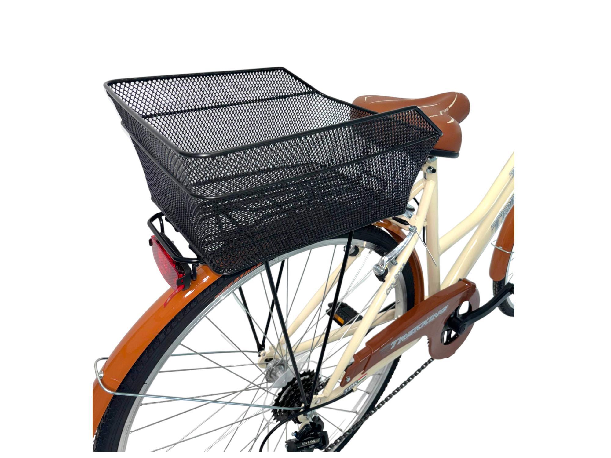 Bicicletta Donna Passeggio Misura 28 Bici Da Città Beige Con Cambio E 2 Cestini 3/7