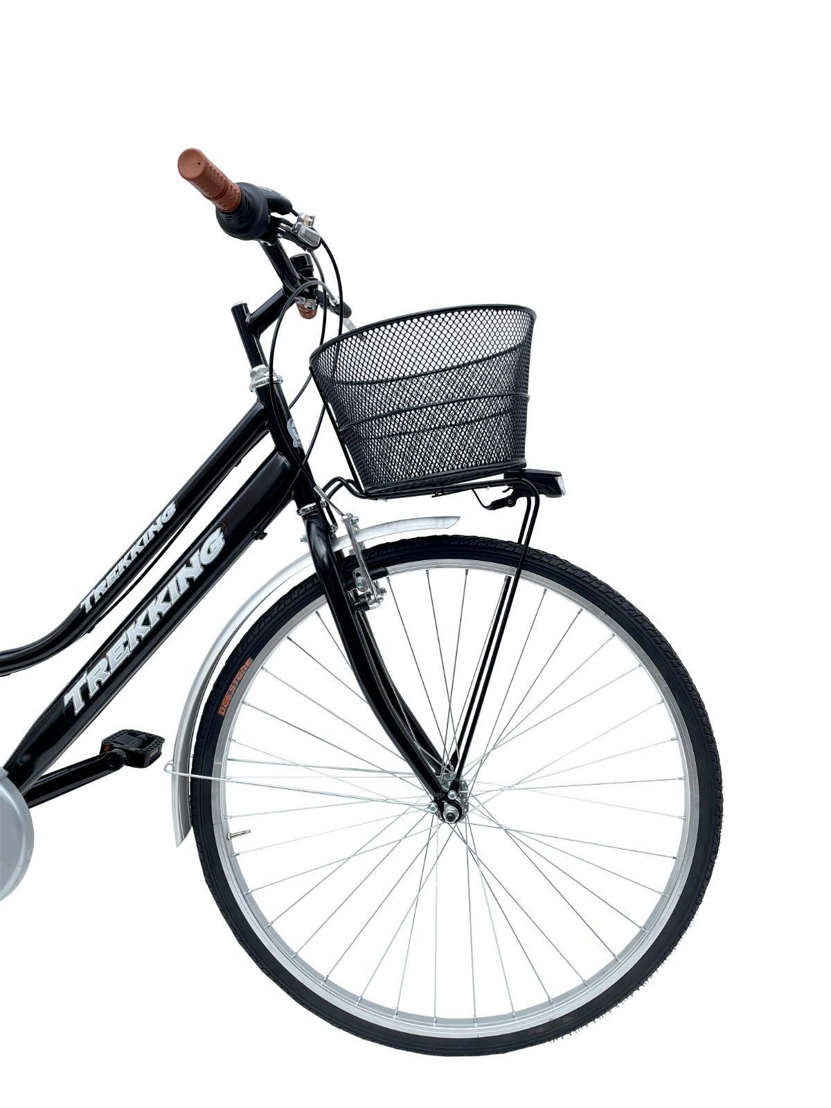 Bicicletta Donna Passeggio Misura 28 Bici Da Città Con Cambio E Cestino Nera 3/6