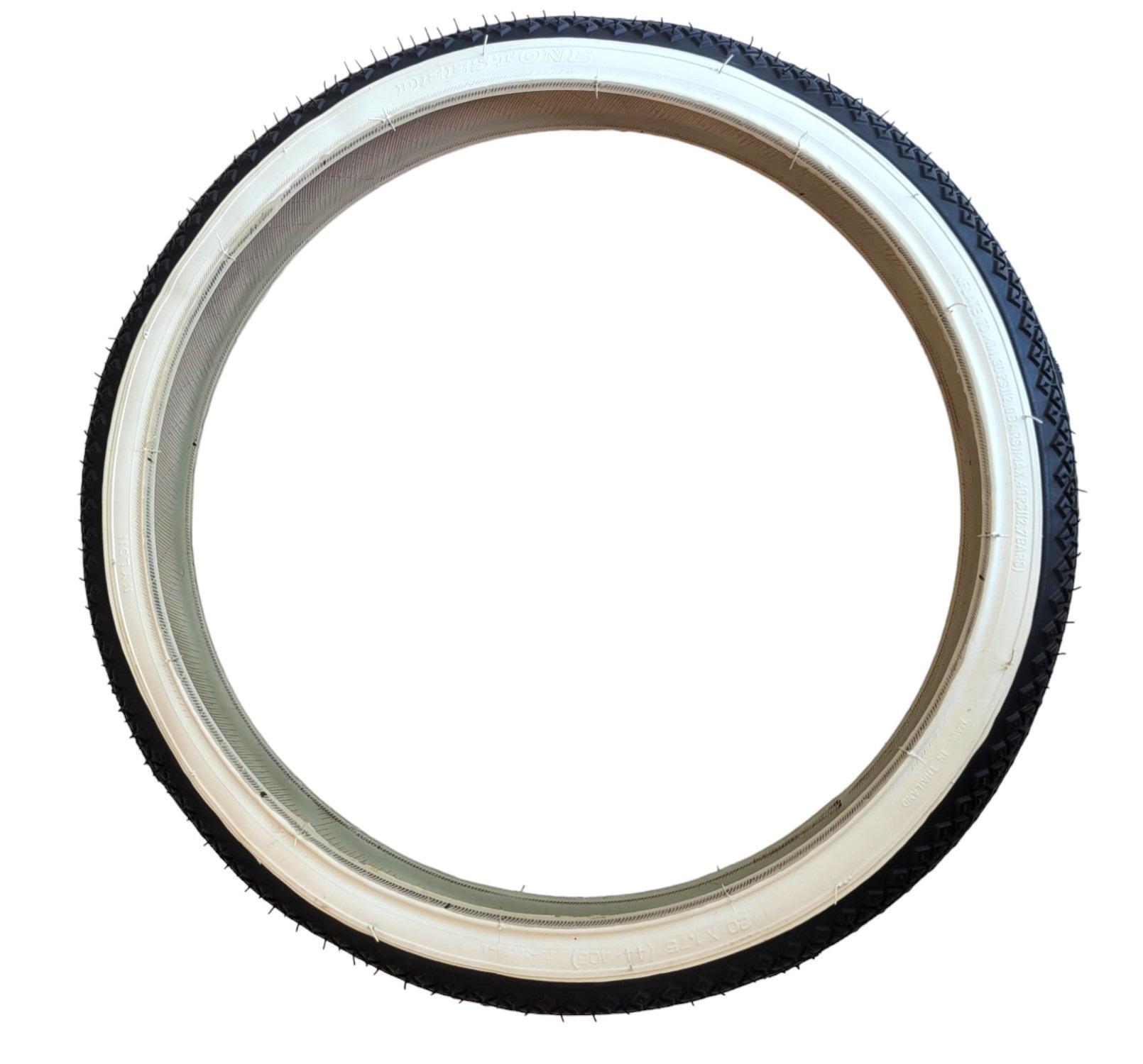 Coppia Copertone 20 X 1.75 Bianco/Nero Per Bici 20" Bicicletta Pneumatico Gomma 3/4