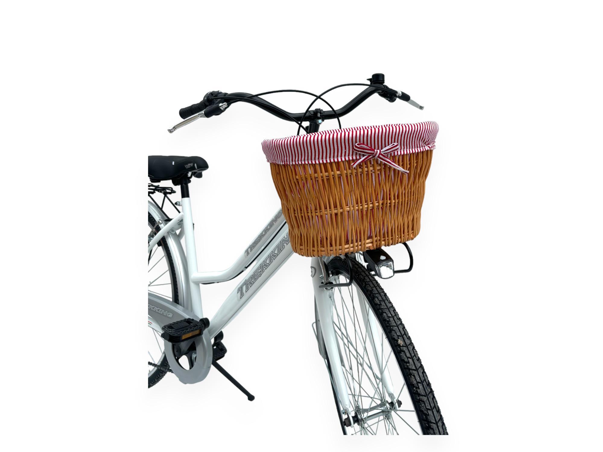 Bicicletta Donna Passeggio Misura 28 Città Con Cambio E Cestino In Vimini Bianca 2/5