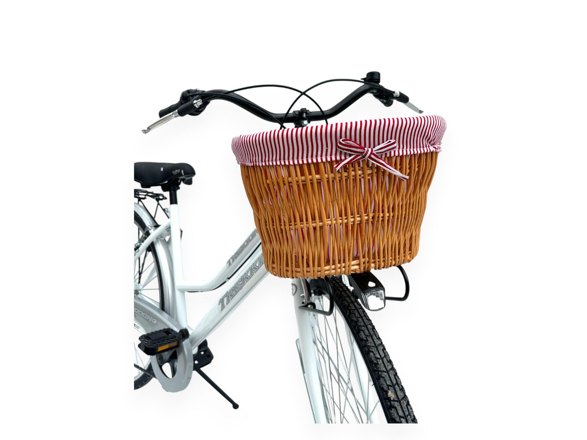Bicicletta Donna Passeggio Misura 28 Città Con Cambio E Cestino In Vimini Bianca 4/5