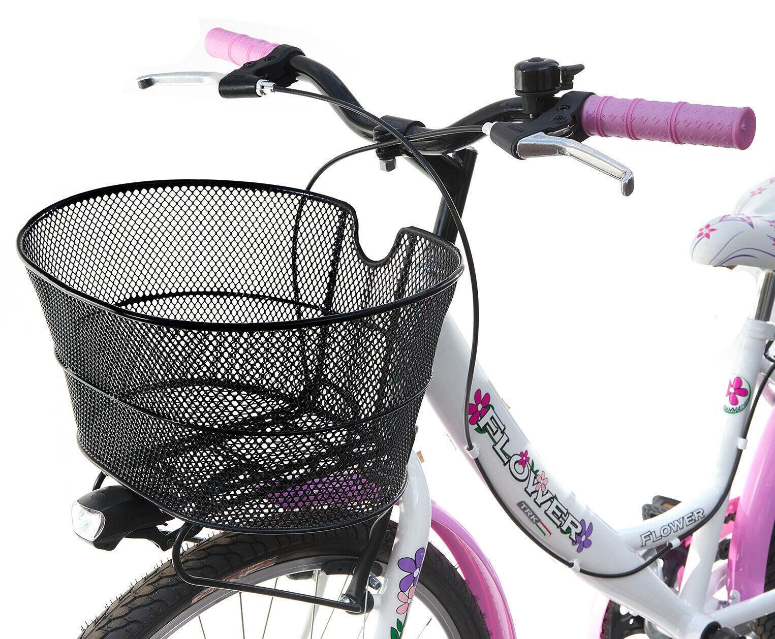 Bicicletta Bambina Ragazza Da Passeggio Misura 24 Bici Cestino Floreale Bianca 5/7