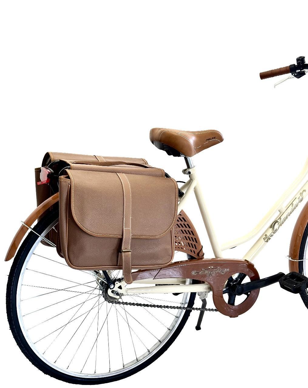 Bicicletta Donna Da Passeggio 26 Bici Città Vintage Con Cestino In Vimini E Bors 4/5