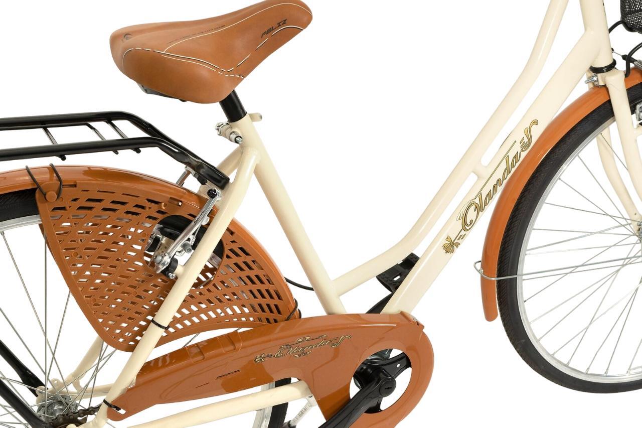 Bicicletta Donna Da Passeggio Misura 26 Bici Città Vintage Con 2 Cestini Beige 4/4