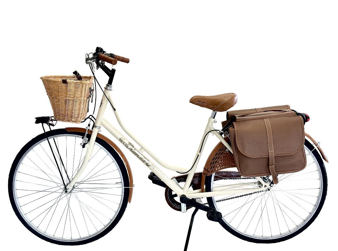 Bicicletta Donna Da Passeggio 26 Bici Città Vintage Con Cestino In Vimini E Bors 2/5