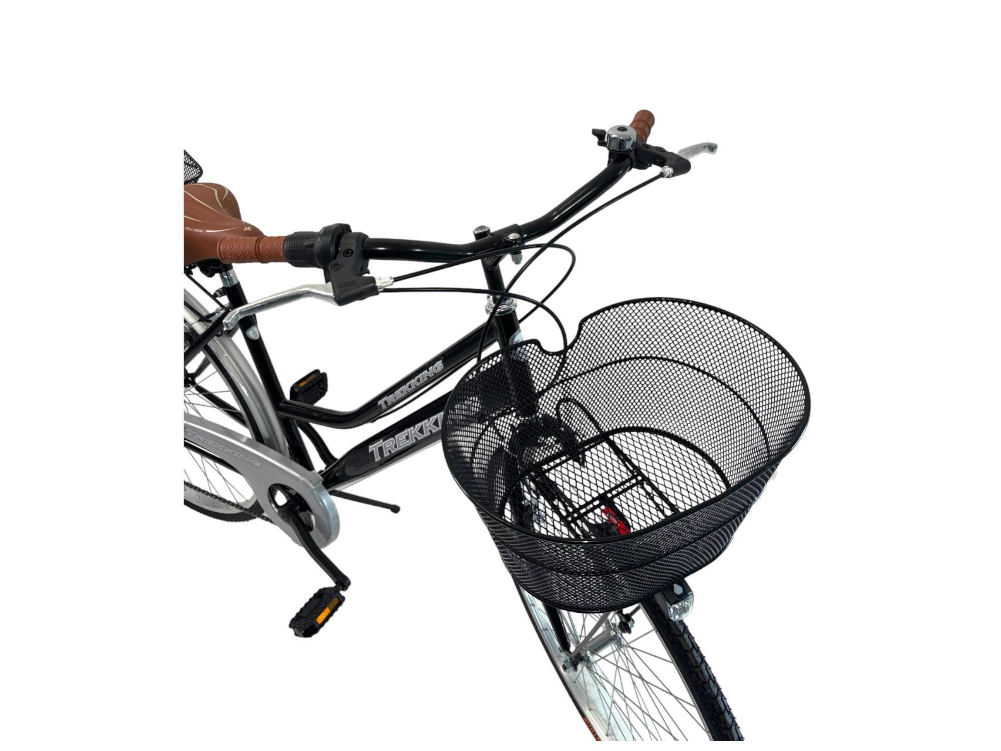 Bicicletta Donna Passeggio Misura 28 Bici Da Città Nera Con Cambio E 2 Cestini 5/7