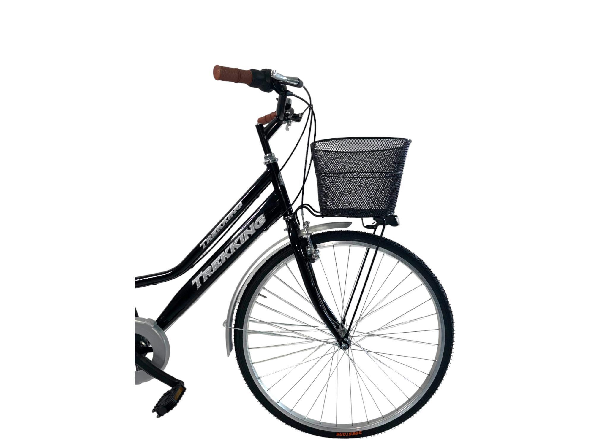 Bicicletta Donna Passeggio Misura 28 Bici Da Città Nera Con Cambio E 2 Cestini 3/7