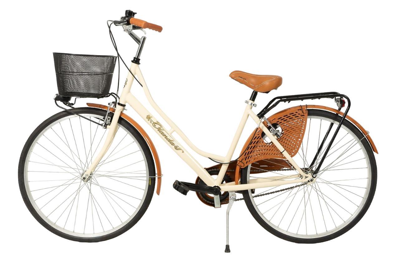 Bicicletta Donna Da Passeggio Misura 26 Bici Città Vintage Con 2 Cestini Beige 2/4