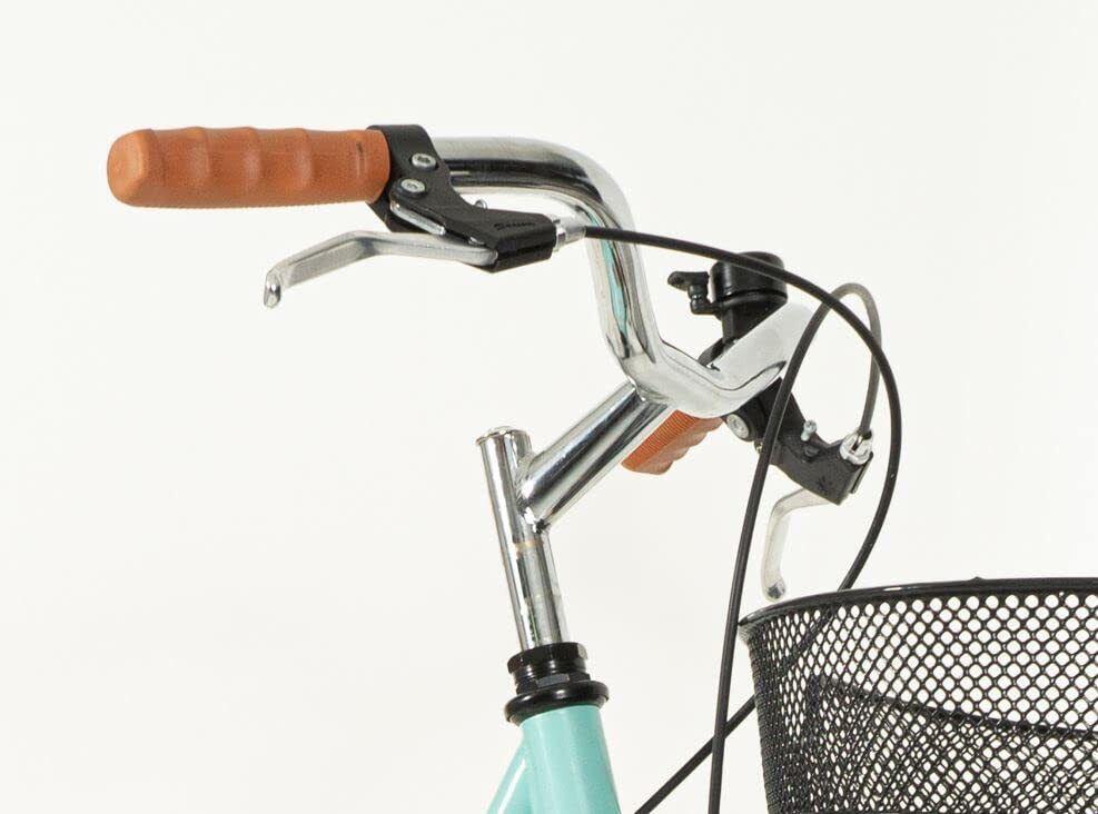 MANUBRIO CROMATO IN ACCIAO 22,2 MM PER BICI + COPPIA MANOPOLE MARRONI BICI 4/5