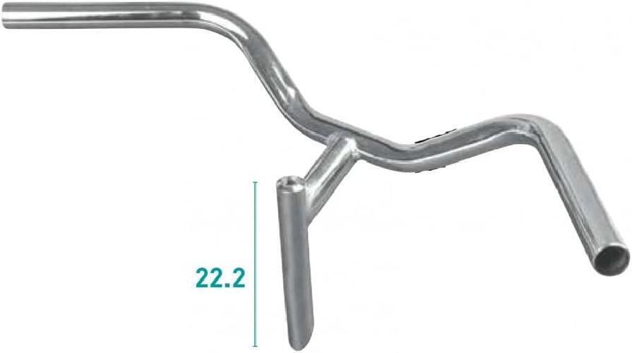 MANUBRIO CROMATO IN ACCIAO 22,2 MM PER BICI + COPPIA MANOPOLE MARRONI BICI 2/5