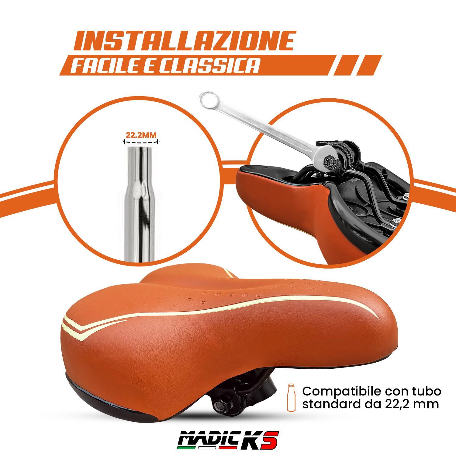 Sella Marrone Per Bici City Bike Confort Comoda Unisex Completa Di Morsetto 3/7
