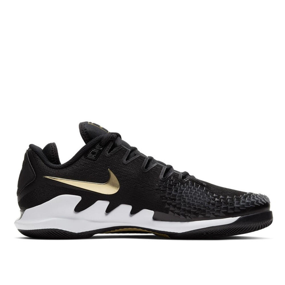 nike men's court air zoom vapor x knit tennis shoes mtlc dark grey and total orange