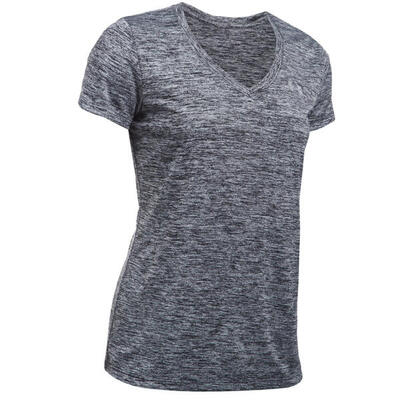 T-shirt vrouw under armour col v tech twist grijs