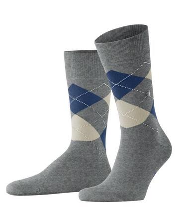 Burlington Herren Socken - King, Baumwolle, Rautenmuster, Logoemblem