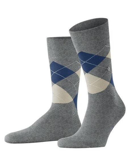 Burlington Herren Socken - King, Baumwolle, Rautenmuster, Logoemblem