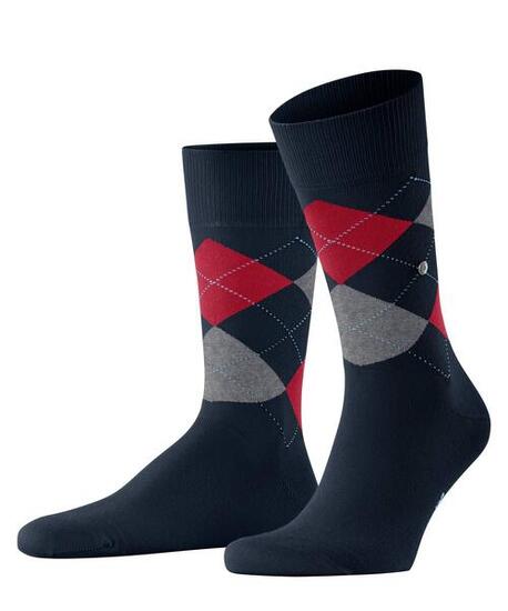 Burlington Herren Socken - King, Baumwolle, Rautenmuster, Logoemblem