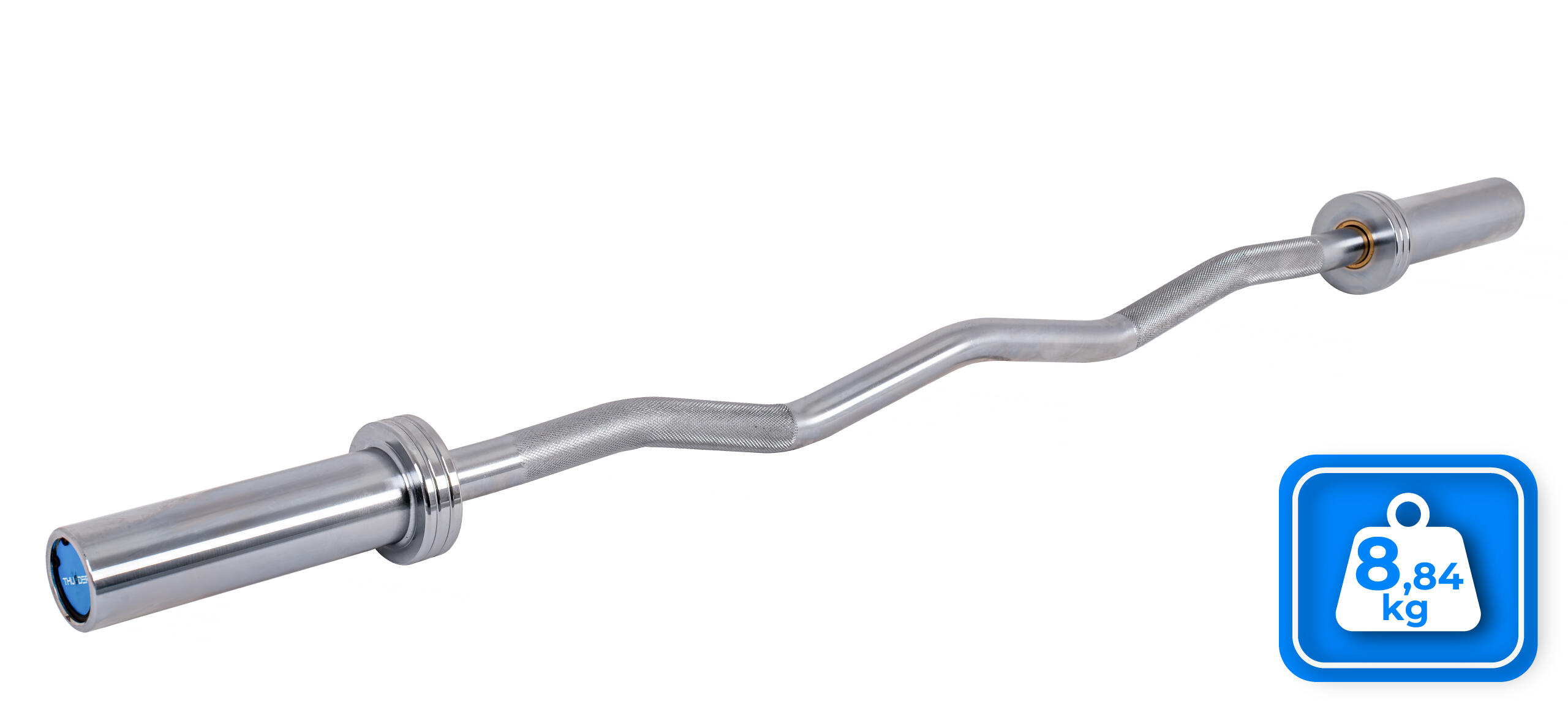 Olympische Langhantel leicht gebogen 120 cm Stahl 50 mm Thunder 6/7