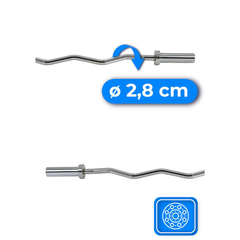 Barre olympique légèrement courbée 120 cm en acier 50 mm Thunder