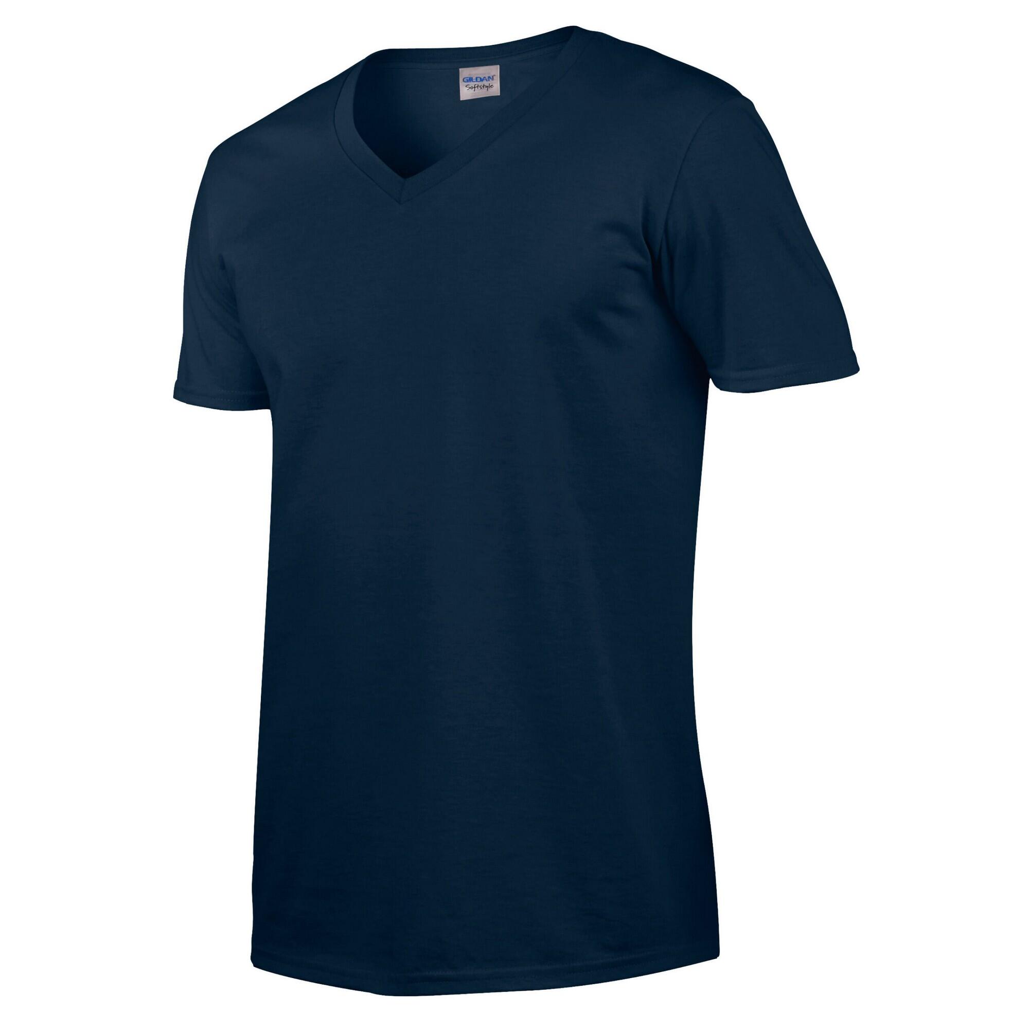 T-Shirt Unissexo Adulto Softstyle com decote em V (Azul Marinho) 3/3