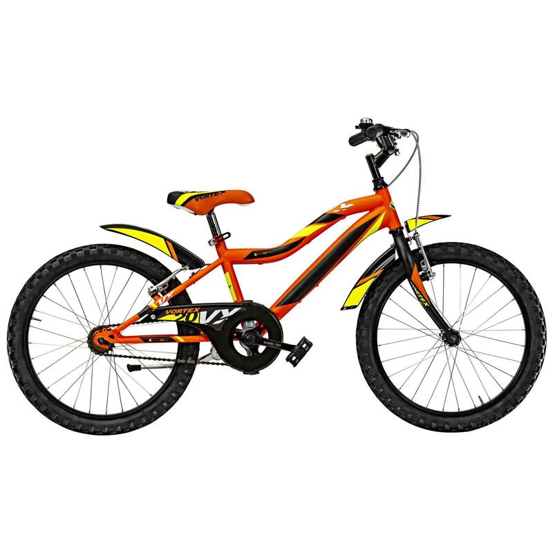 Bicicletă pentru băieți Canellini VORTEX 20" 1 viteză - Portocaliu/Negru/Galben