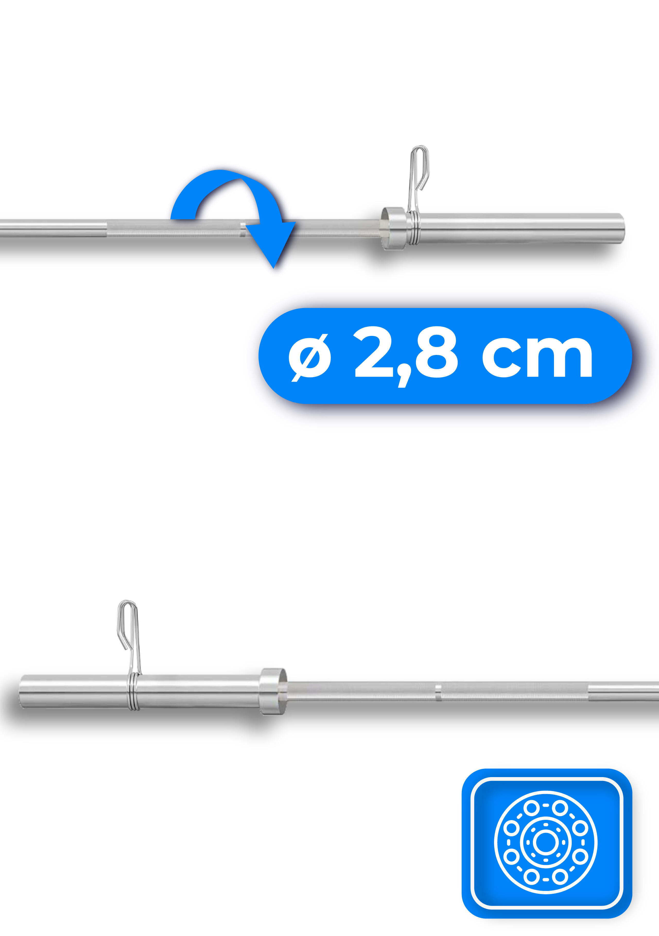 Olympische Langhantel gerade 150 cm Stahl 50 mm Thunder 4/7
