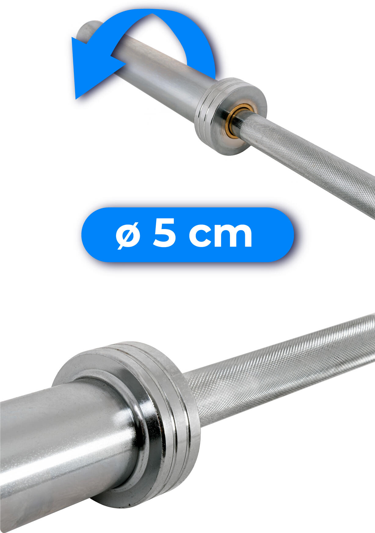 Olympische Langhantel gerade 150 cm Stahl 50 mm Thunder 3/7