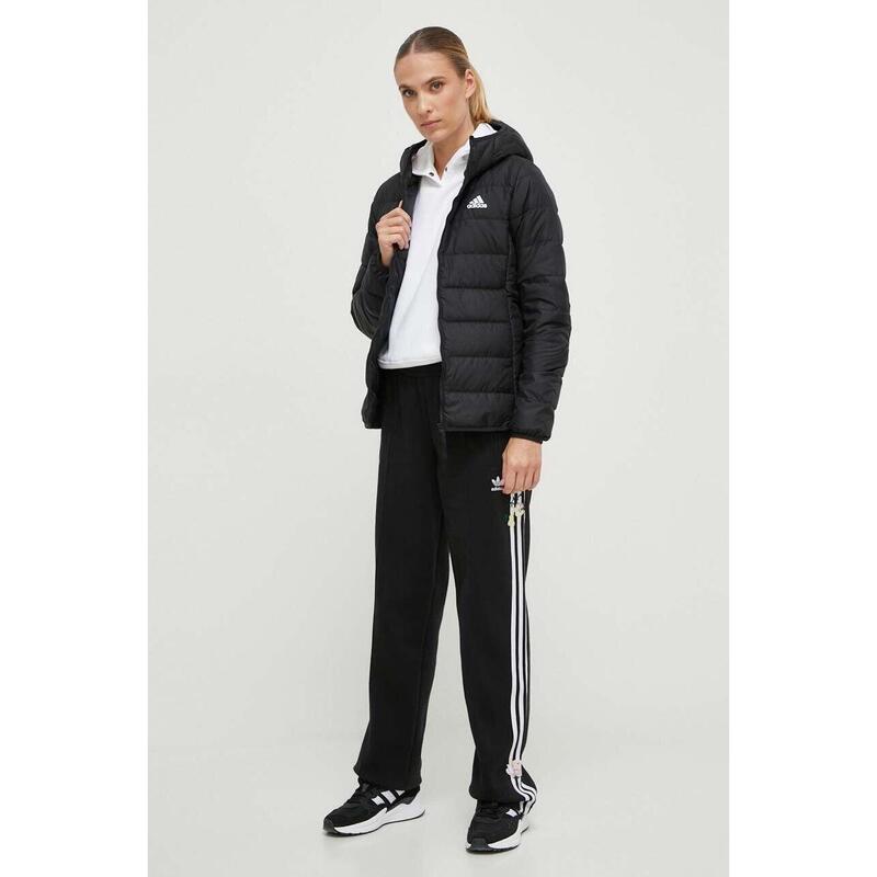 Geacă matlasată ușoară adidas Essentials cu glugă neagră