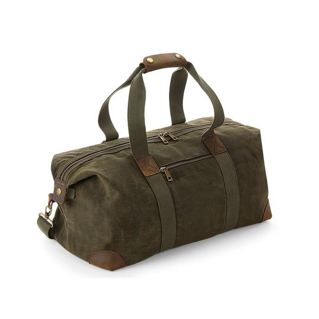 Heritage Leather Accents Holdall (Olive Green)