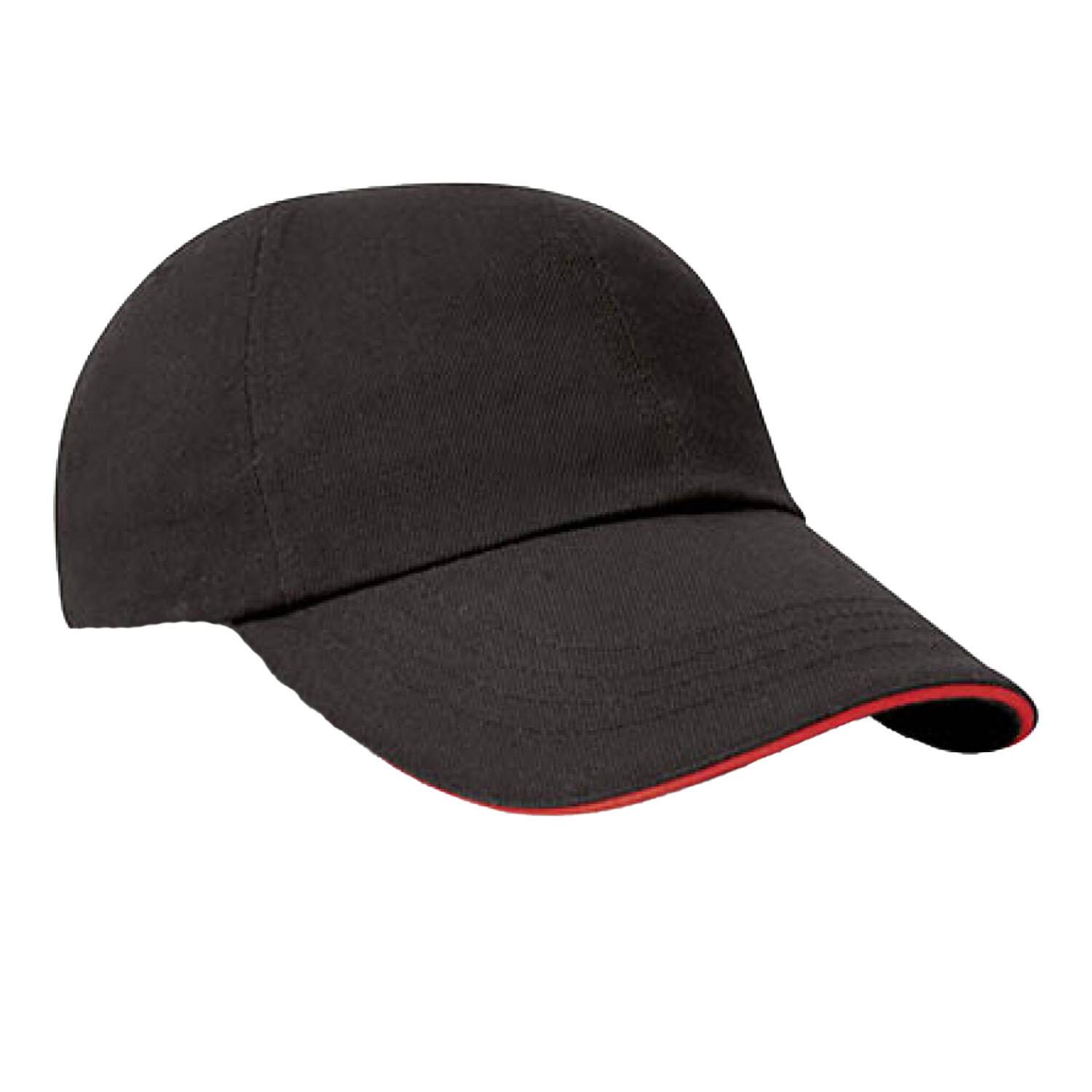 Boné de algodão escovado para crianças e jovens (Preto / Vermelho) 2/2