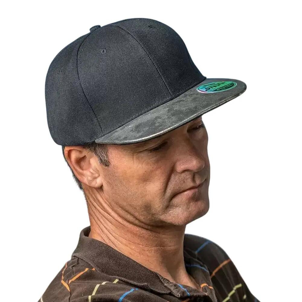 Bronx Glitter Flat Peak Snapback Cap (Black/Silver)