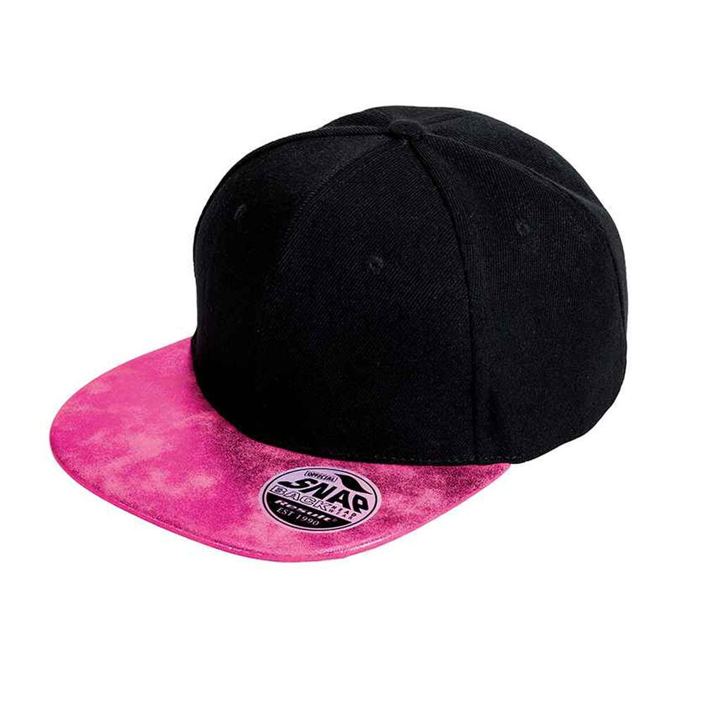 Boné bronx glitter flat peak snapback preto / rosa