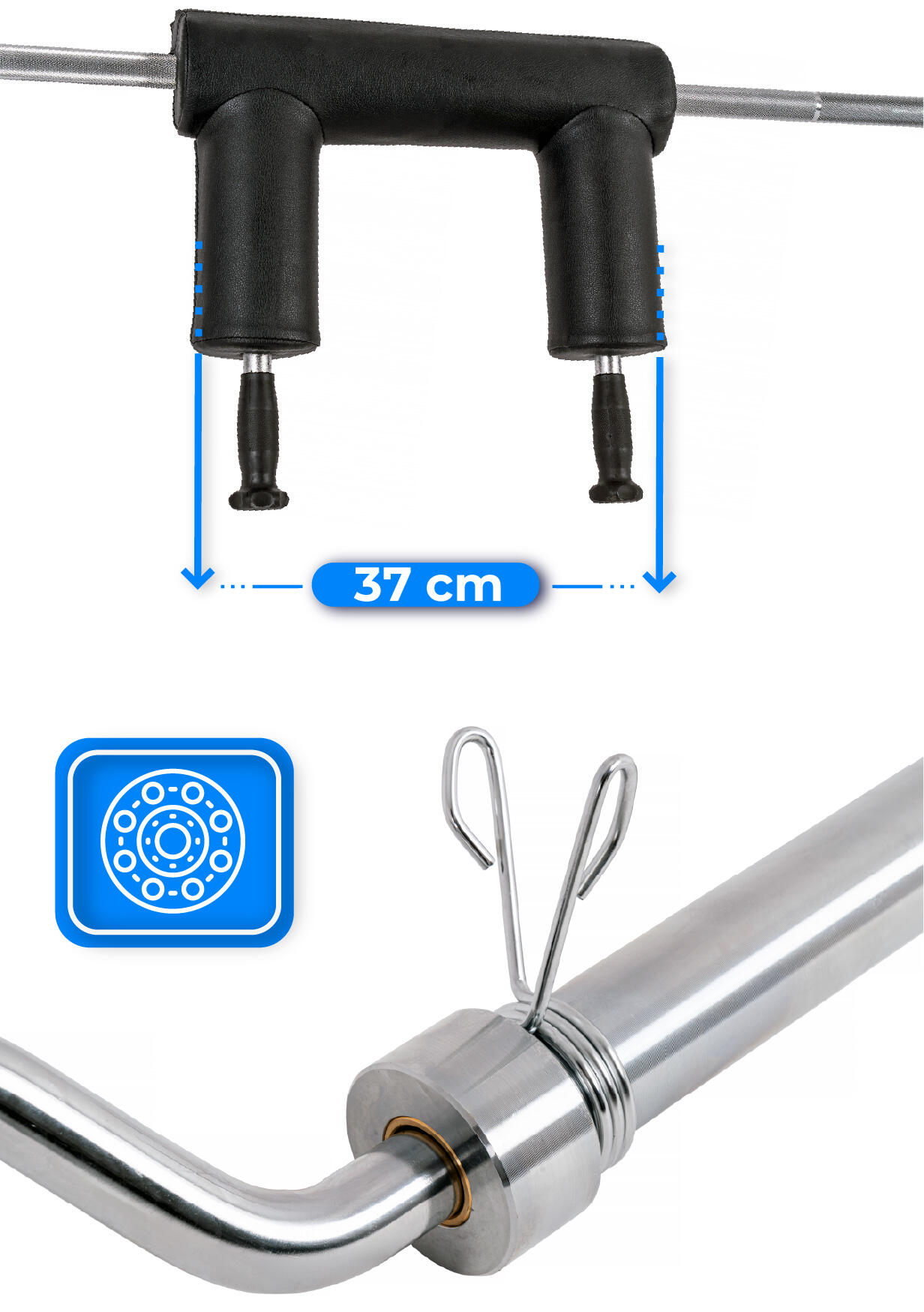 SQUAT BAR Gryf olimpijski do przysiadów 240cm stalowy 50mm Thunder 3/7