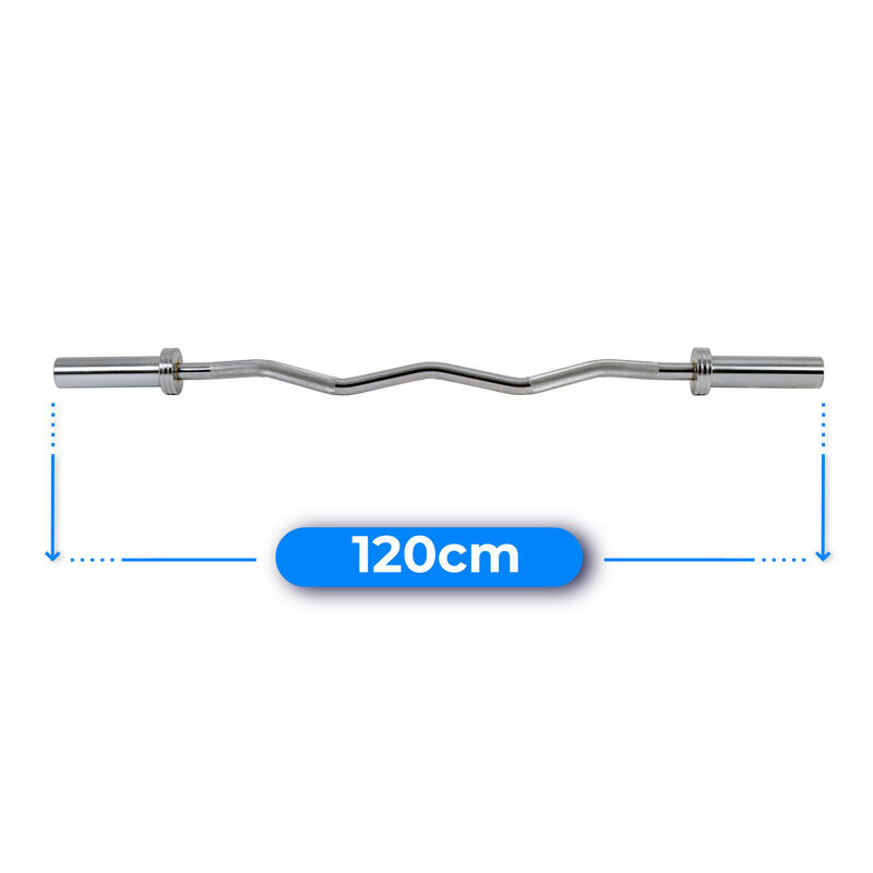 Barre olympique légèrement courbée 120 cm en acier 50 mm Thunder