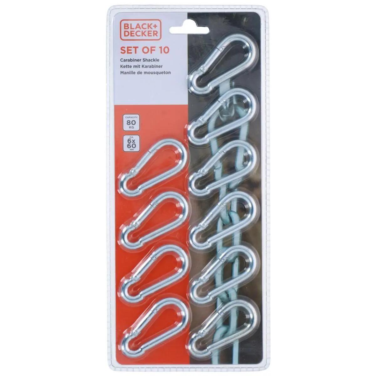 Karabińczyk stalowy Black + Decker 10szt 3/6