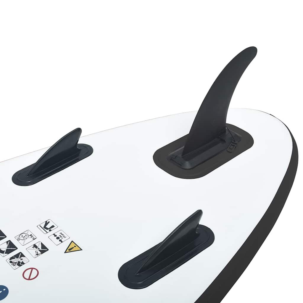 Juego de tabla de paddle surf hinchable blanco y negro 7/7