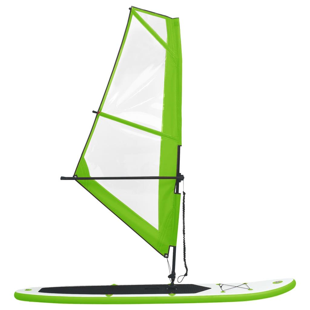 VidaXL tabla paddle hinchable con vela verde y blanca 3/7