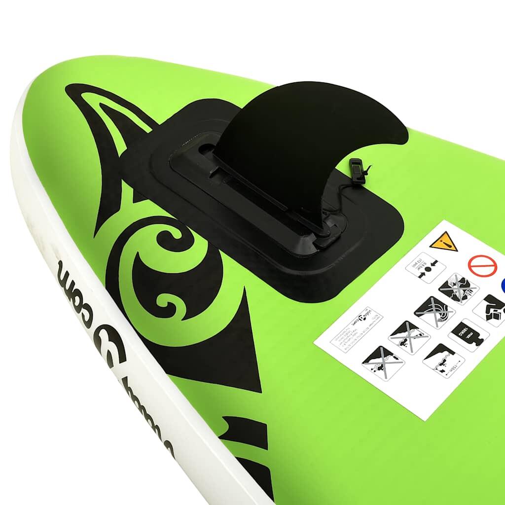 Juego de tabla de paddle surf hinchable verde 305x76x15 cm 7/7