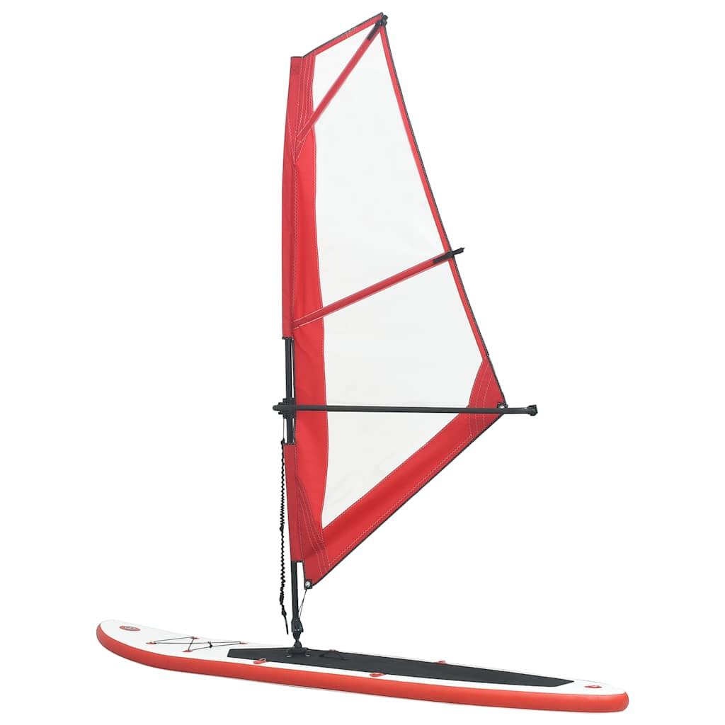 VidaXL aufblasbares Stand-Up-Paddle mit Segel rot-weiß 3/7