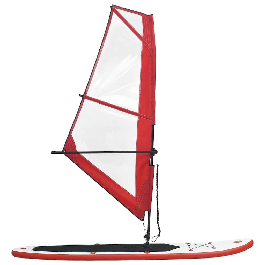 VidaXL aufblasbares Stand-Up-Paddle mit Segel rot-weiß 2/7