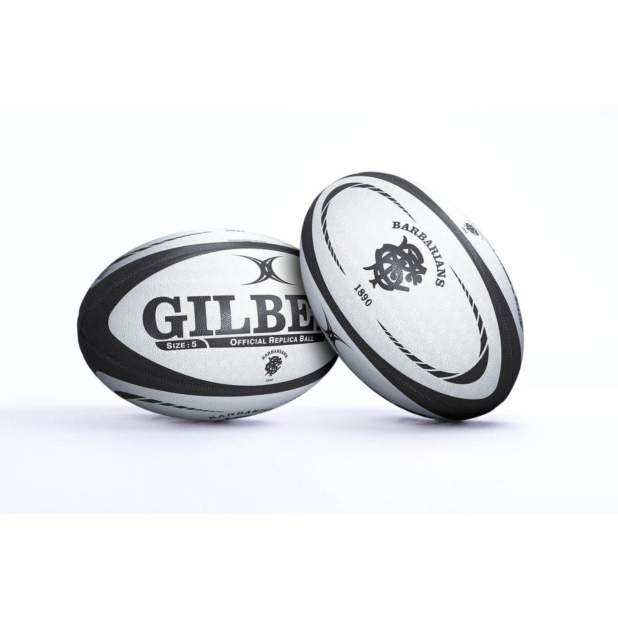 Gilbert - Ballon De Rugby Gilbert Barbarians Replica (taille 5) - Ballon De Rugby - Blanc|noir - 5 - Decathlon