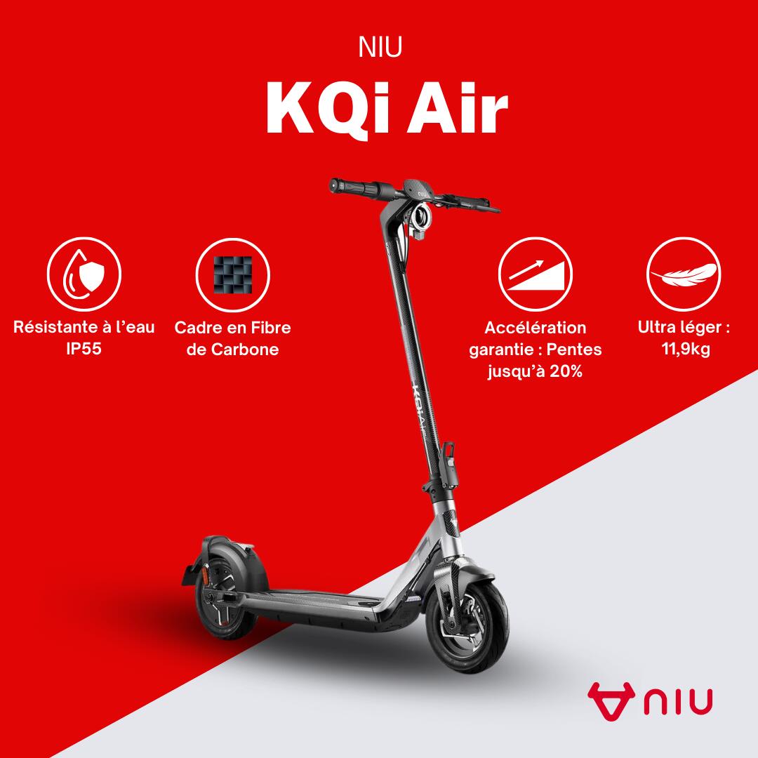 Trottinette électrique KQi Air Noire| Cadre en Fibre de Carbonne | léger 2/8