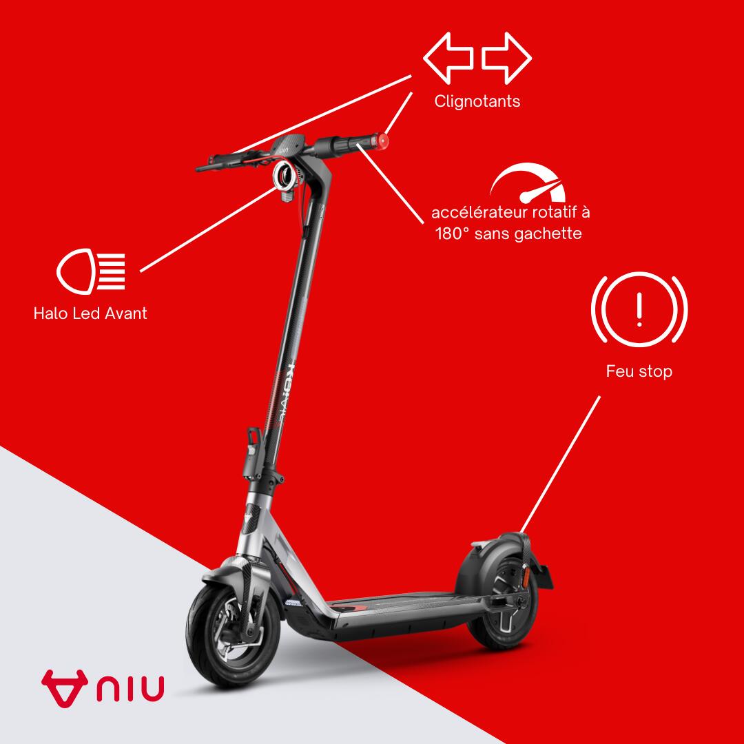 Trottinette électrique KQi Air Rouge| Cadre en Fibre de Carbonne | léger 6/8