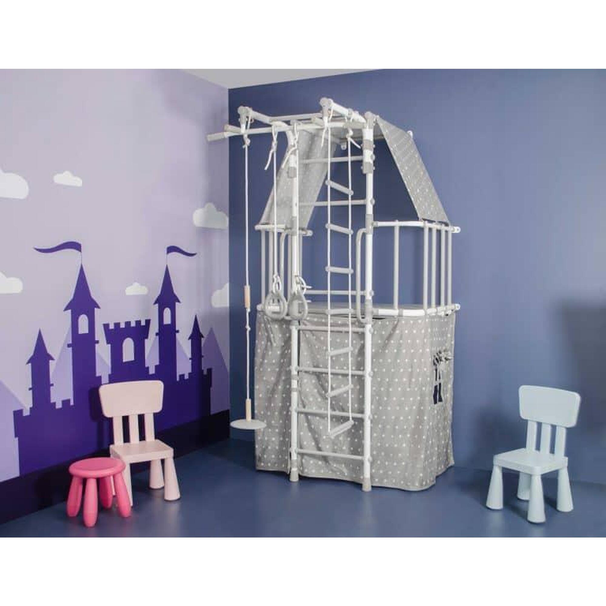 Loc de joaca interior copii spalier casuta cort Indigo Pastel Alb