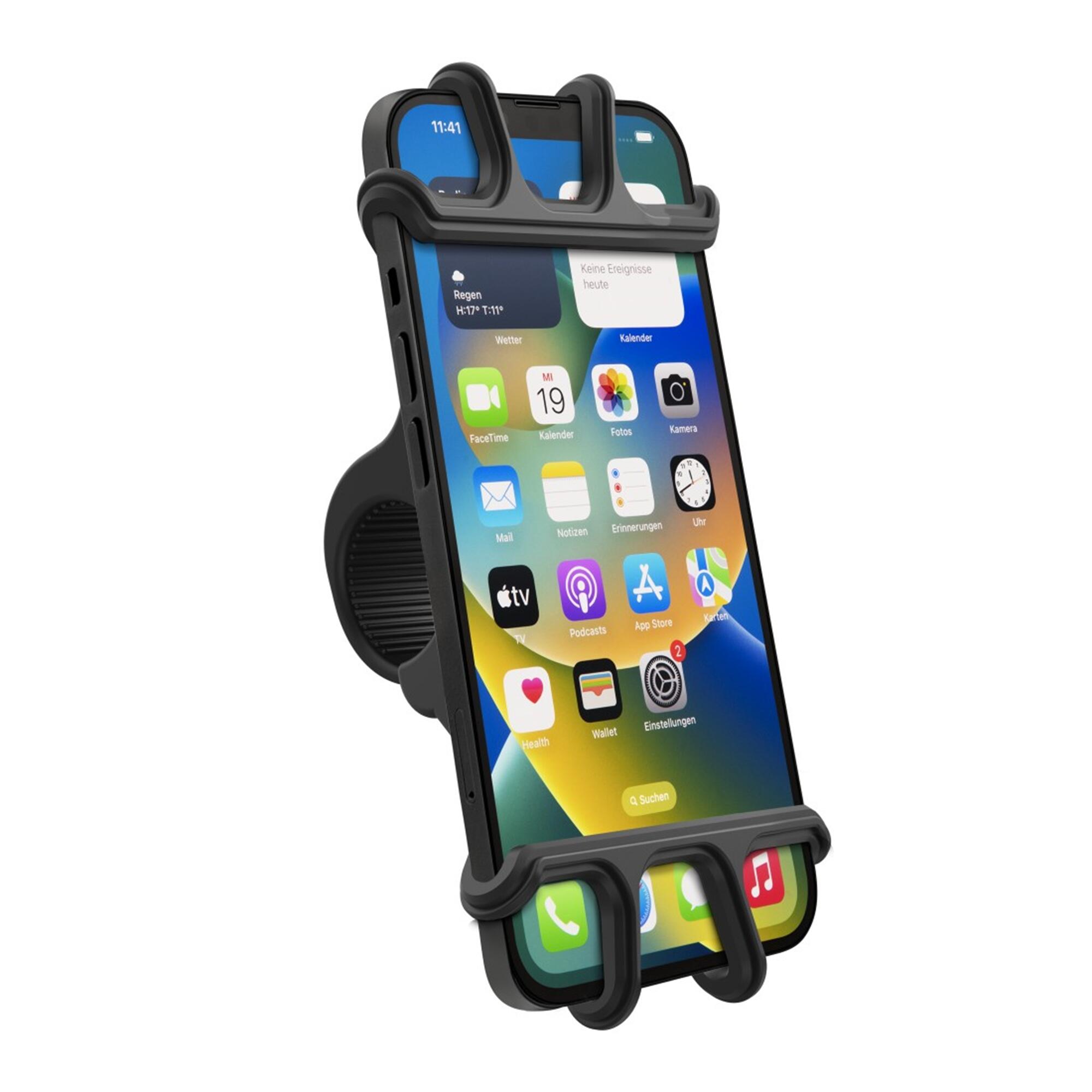 HAMA Fahrrad-Handyhalterung Flexible Silikonbefestigung Schwarz 2/4