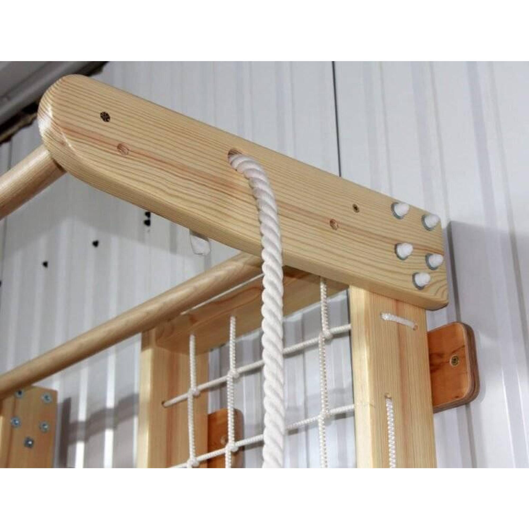 Copii Fitness Spalier Gimnastică Plasă Escaladare Kombik Gri Lemn Set