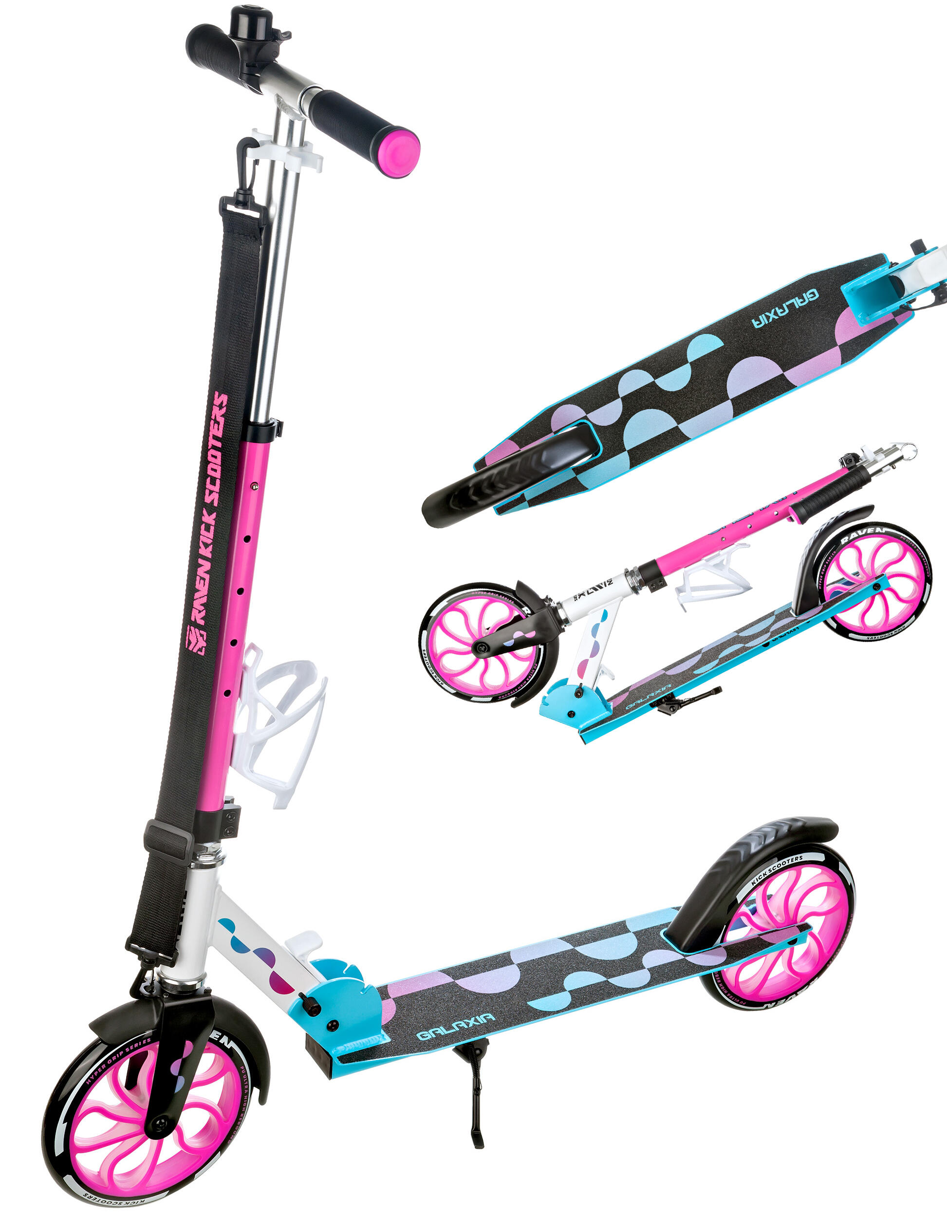 RAVEN Trotinete dobrável com campainha, suporte para garrafas rodas Raven Galaxia