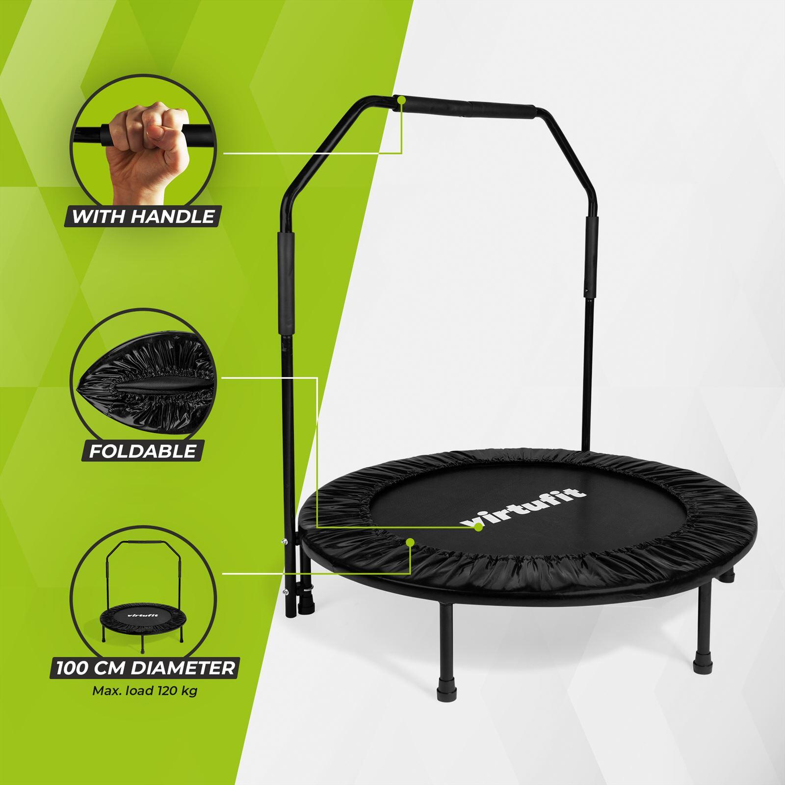Trampoline - Opvouwbare Fitness Trampoline met Handvat - Zwart - 100 cm 4/6